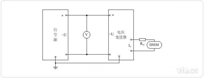 電流輸出型電壓變送器電壓校準(zhǔn)接線圖 電流輸出型電壓變送器電壓校準(zhǔn)接線圖